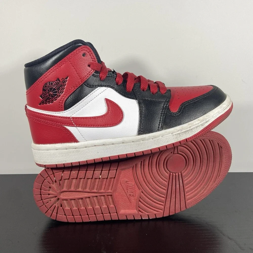 Women's Nike Air Jordan‎ 1 Mid Alternate Bred Toe BQ6472-079 Size 5